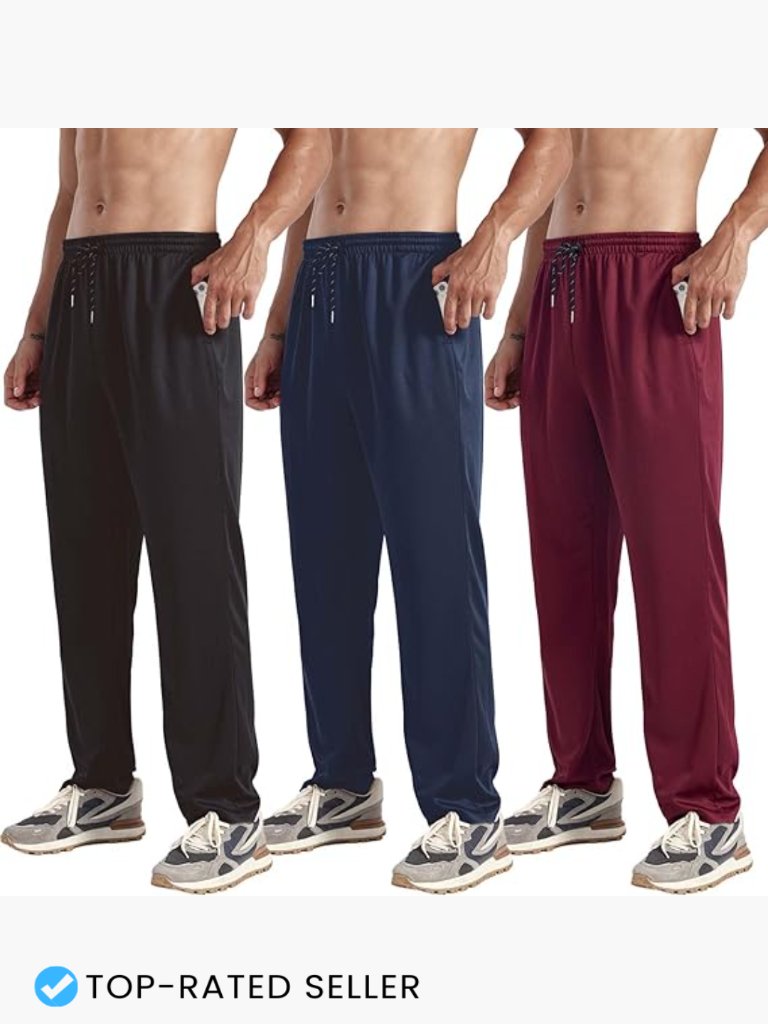Men's Sweatpants Open Bottom Joggers Lightweight Quick Dry Athletic Pants